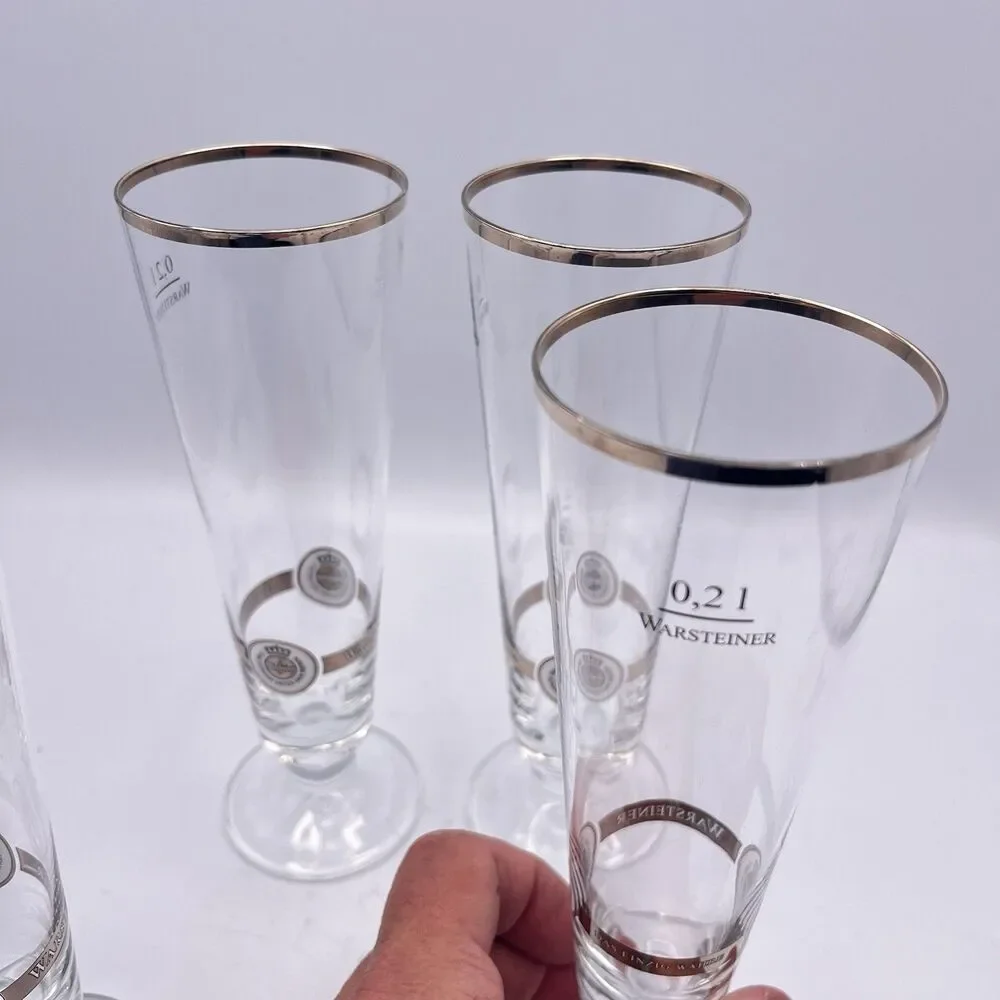 Vintage German 8” .2L Warsteiner pilsner Glasses